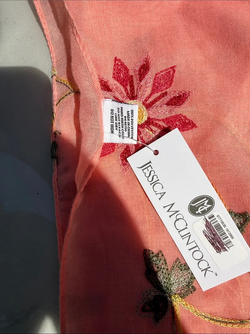 Jessica McClintock Coral Pink sheer Scarf